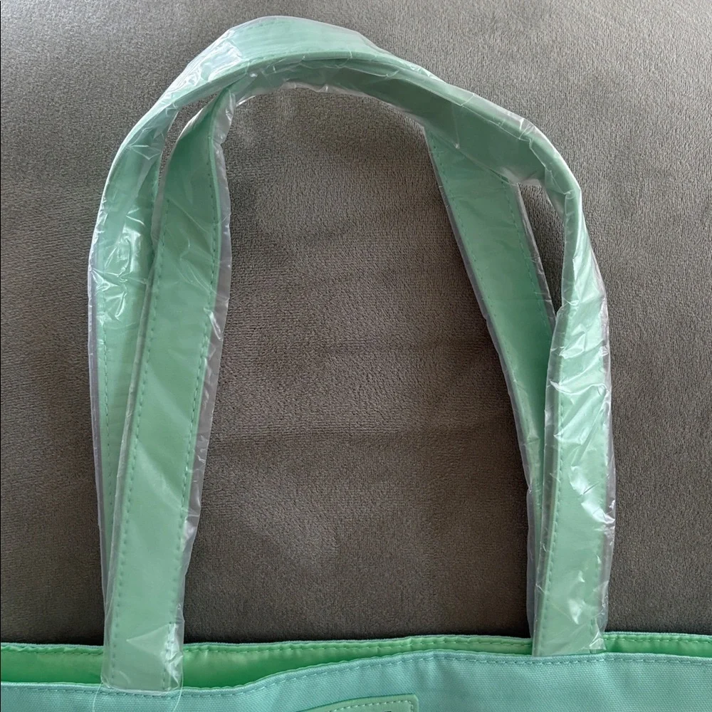 NWT Clinique x Drawbertson Mint & White Striped Lined Tote Bag Boho Beach Vaca - Picture 5 of 8